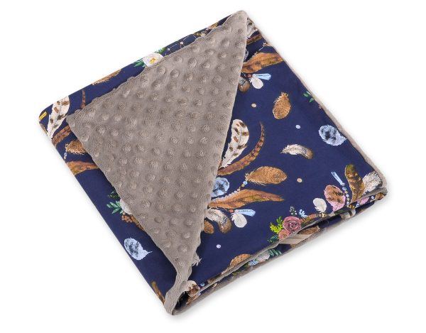 Big double-sided car seat blanket for babies - dream catchers dark blue - Image 4