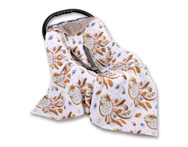 Big double-sided car seat blanket for babies - dream catchers white - Image 2