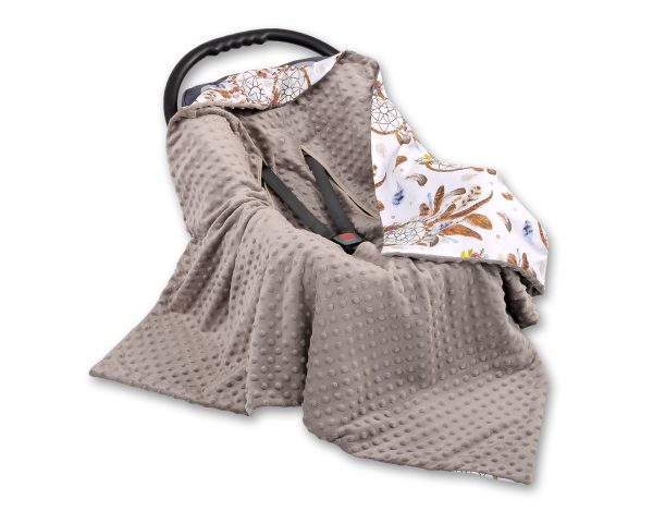 Big double-sided car seat blanket for babies - dream catchers white - Image 3