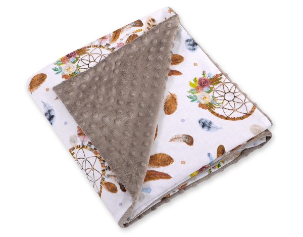 Big double-sided car seat blanket for babies - dream catchers white - Image 4