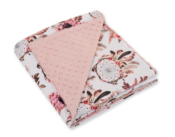 Big double-sided car seat blanket for babies - flower dream catchers/pastel pink - Image 2