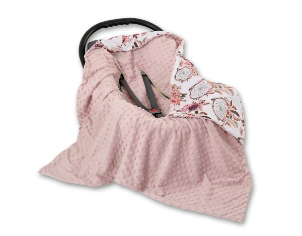 Big double-sided car seat blanket for babies - flower dream catchers/pastel pink - Image 4