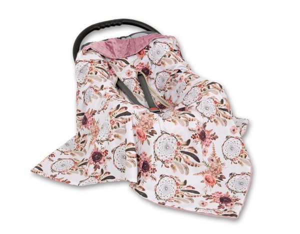 Big double-sided car seat blanket for babies - flower dream catchers/pastel violet - Image 2
