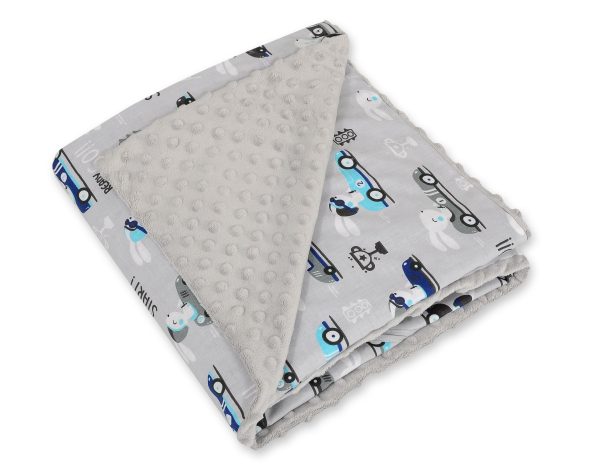 Big double-sided car seat blanket for babies - grey rabbits/grey - Image 5