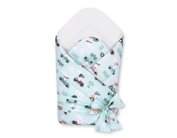 Double-sided baby nest with bow -  mint rabbits