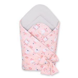 Double-sided baby nest with bow - ballerinas pink/powder pink