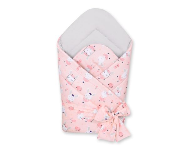Double-sided baby nest with bow - ballerinas pink/powder pink