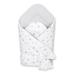 Double-sided baby nest with bow - mini gray stars