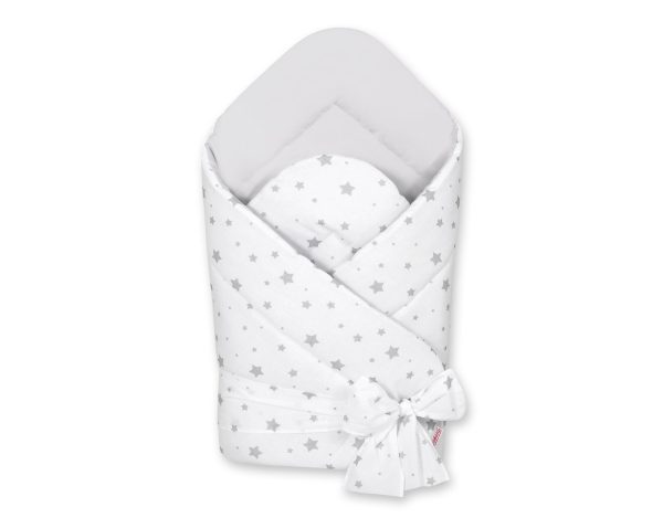 Double-sided baby nest with bow - mini gray stars
