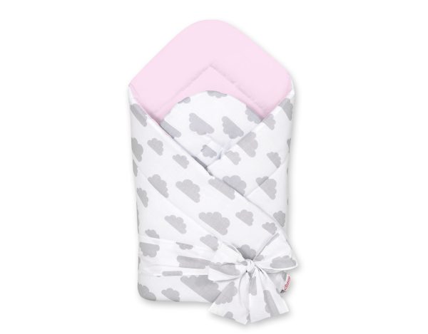 Double-sided baby nest with bow - louds gray/pink