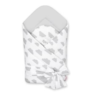 Double-sided baby nest with bow - clouds gray/gray