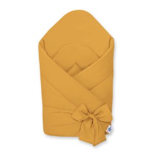 Baby nest with stiffening with bow - honey yellow