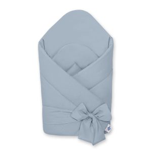 Baby nest with stiffening with bow - pastel blue