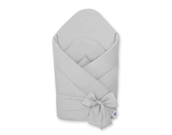 Baby nest with stiffening with bow - gray