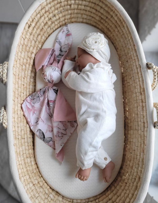 Soft cosy cuddly bunny blanket in cotton - Sepia roses/pastel pink - Image 3