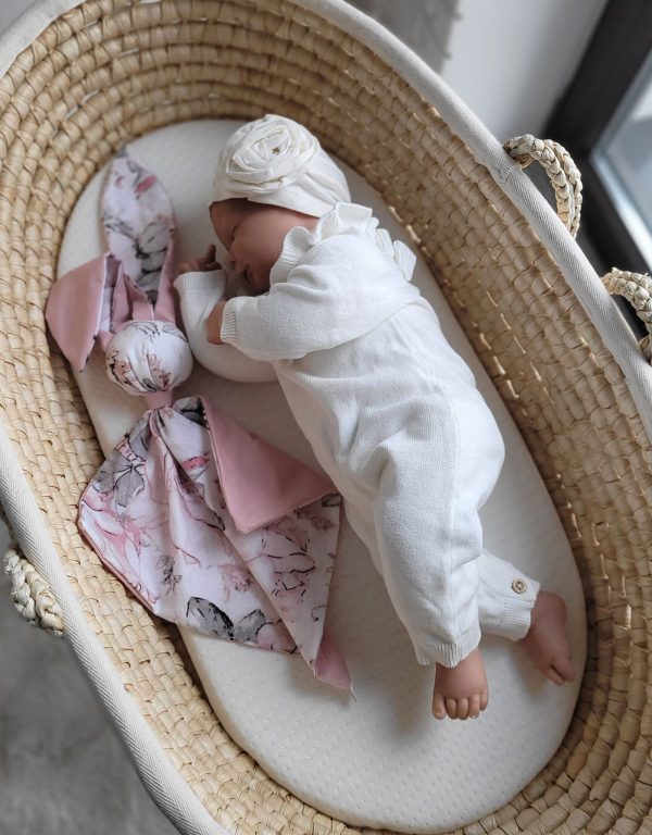 Soft cosy cuddly bunny blanket in cotton - Sepia roses/pastel pink - Image 4