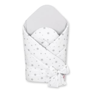 Double-sided baby nest with stiffening with bow - mini gray stars