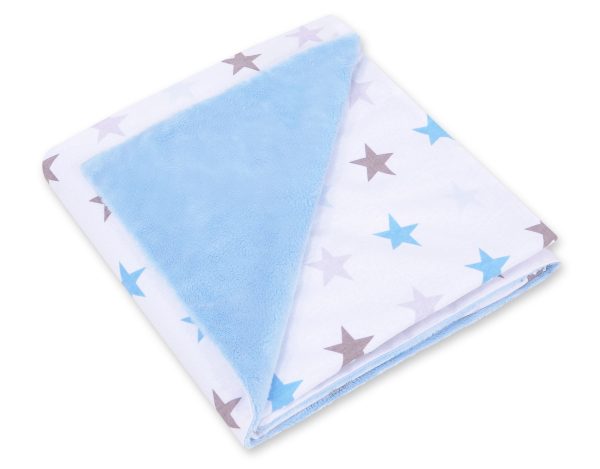 Big double-sided car seat blanket for babies- gray-blau stars - Image 3
