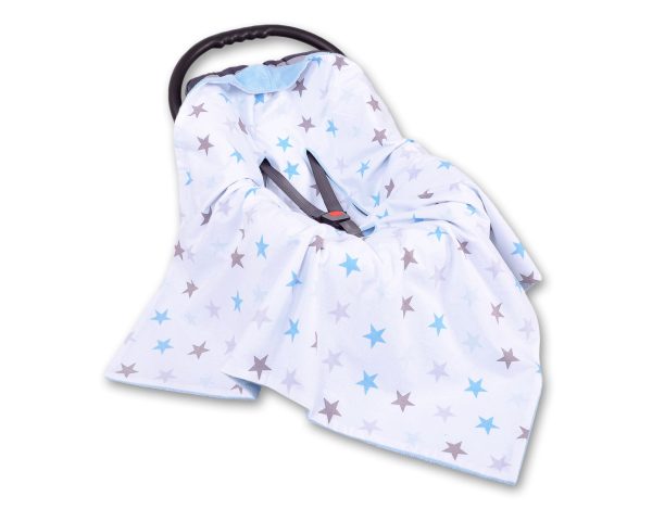 Big double-sided car seat blanket for babies- gray-blau stars - Image 4