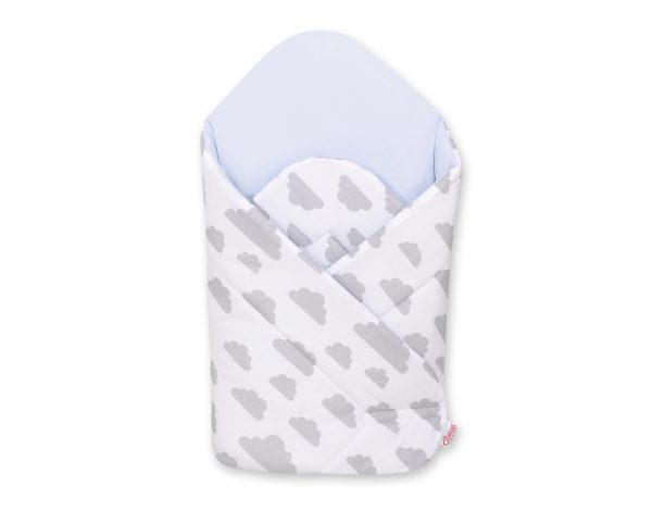 Baby nest with stiffening - clouds gray/blue