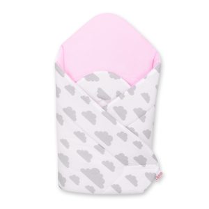 Baby nest with stiffening - clouds gray/pink
