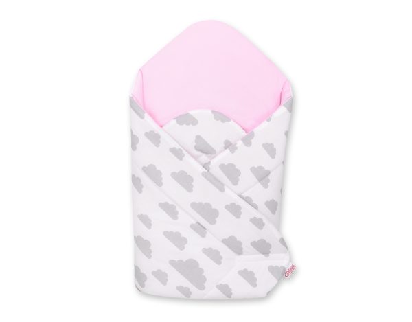 Baby nest with stiffening - clouds gray/pink