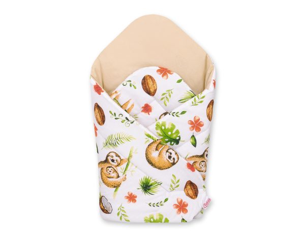 Baby nest with stiffening - sloths  beige/beige