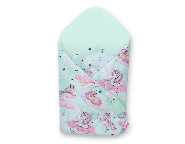 Baby nest with stiffening - unicorn mint/mint