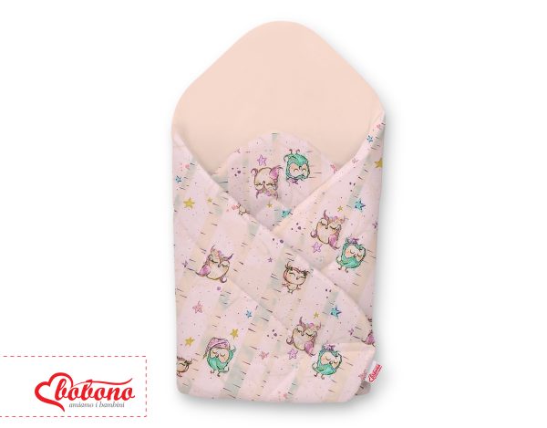 Baby nest with stiffening - owls cream-mint/powder pink - Image 2