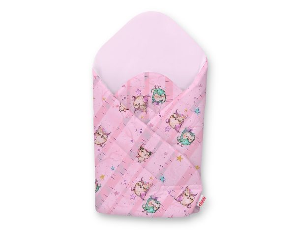 Baby nest with stiffening - owls pink-mint/pink