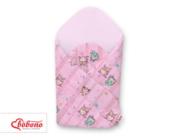 Baby nest with stiffening - owls pink-mint/pink - Image 2