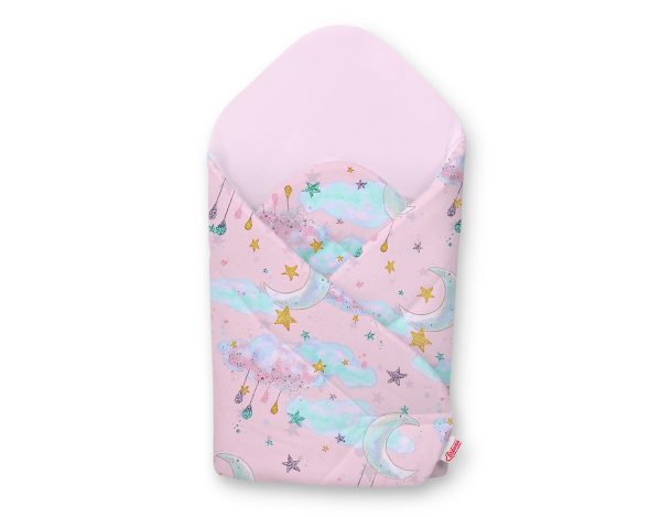 Baby nest with stiffening - moons pink/pink