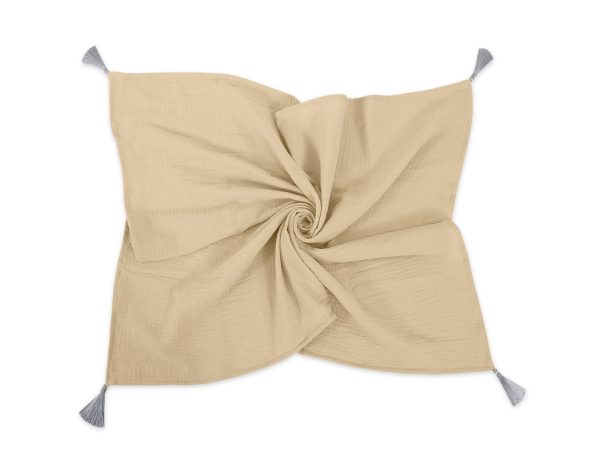 Muslin blanket for kids with tassels - camel
