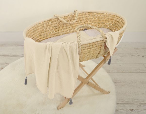 Muslin blanket for kids with tassels - cream - Image 2