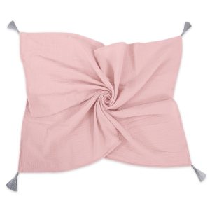 Muslin blanket for kids with tassels - pastel pink