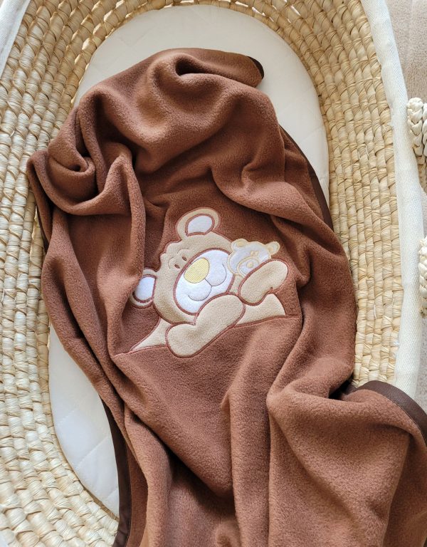 Polar fleece blanket for babies - Teddy Bear Barnaba brown - Image 3