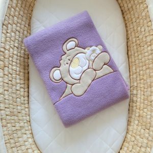 Polar fleece blanket for babies- Teddy Bear Barnaba lilac