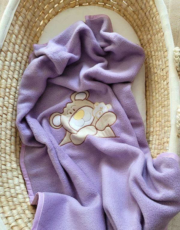 Polar fleece blanket for babies- Teddy Bear Barnaba lilac - Image 3