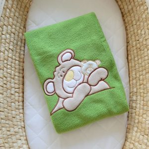 Polar fleece blanket for babies - Teddy Bear Barnaba green