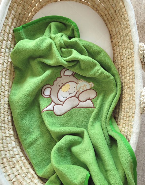 Polar fleece blanket for babies - Teddy Bear Barnaba green - Image 3