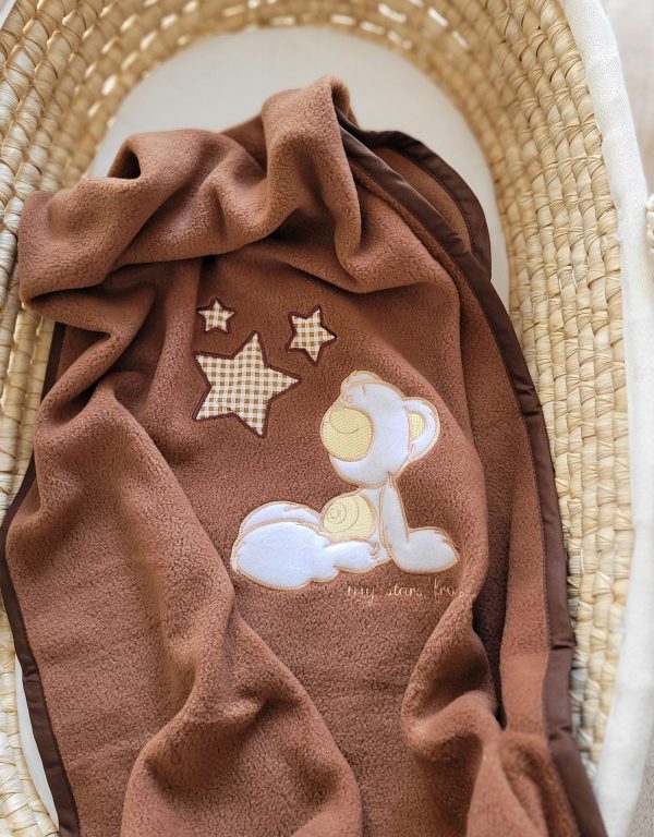 Polar fleece blanket for babies - Carlo- Teddy Bear with Stars brown - Image 3