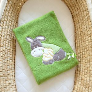 Polar fleece blanket for babies - Donkey Luca green