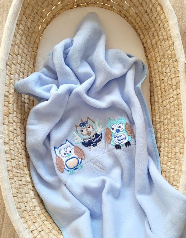 Polar fleece blanket for babies - Owls Bigi Zibi & Adele- bright blue - Image 3