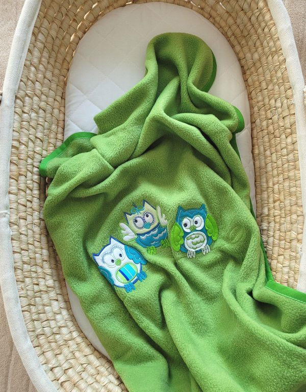Polar fleece blanket - Owls Bigi Zibi & Adele- green - Image 4