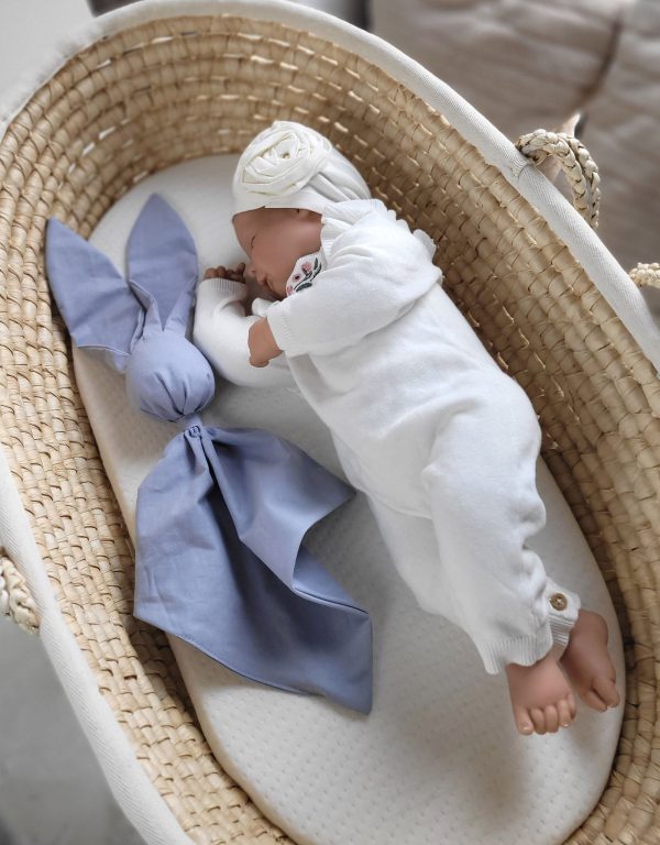 Soft cosy cuddly bunny blanket in cotton - Pastel blue - Image 4