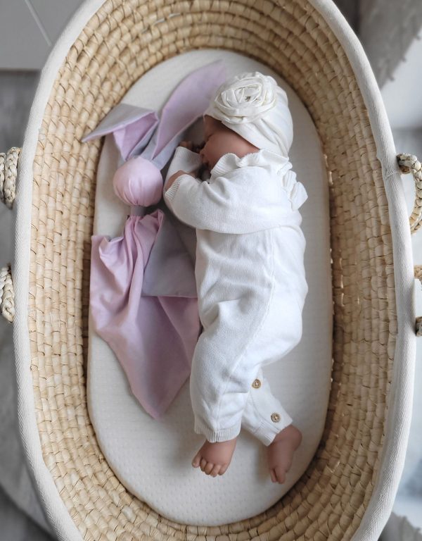 Soft cosy cuddly bunny blanket in cotton - Pink/ grey - Image 3