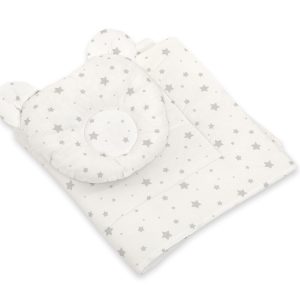 Duvet with pillow Teddy - 2pcs set - mini gray stars