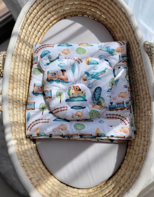 Duvet with pillow Teddy - 2pcs set - turquoise train - Image 2