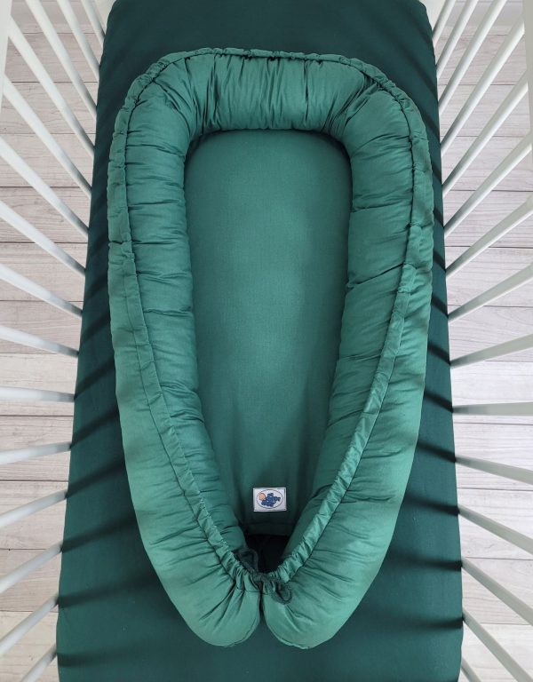 Baby nest double-sided Premium Cocoon for infants MY SWEET BABY- bottle green - Image 4