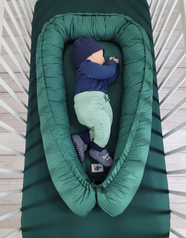 Baby nest double-sided Premium Cocoon for infants MY SWEET BABY- bottle green - Image 5